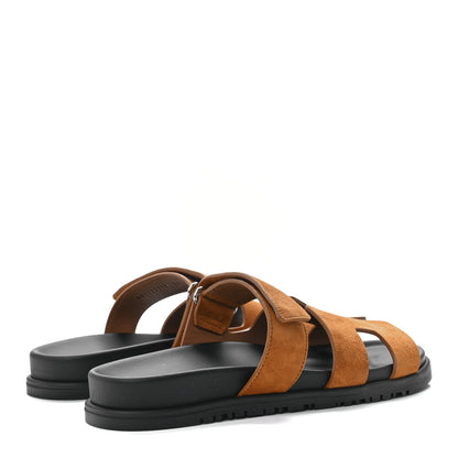 Hermes Suede Goatskin Womens Chypre Sandals 38 Naturel 4 of 8
