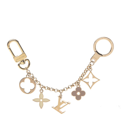 Louis Vuitton Brass Enamel Fleur De Monogram Bag Charm Chain Gold 1 of 5