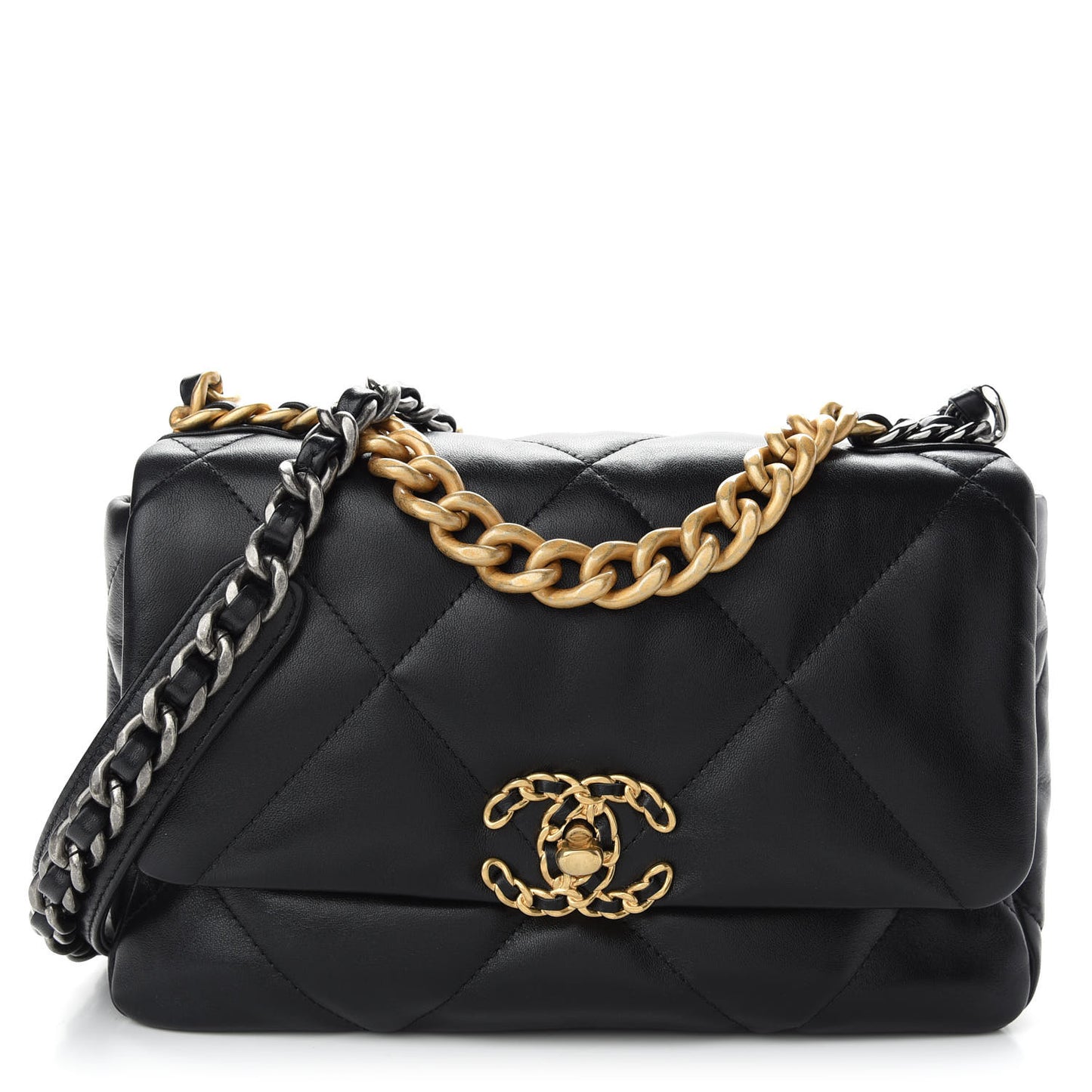 Lambskin Quilted Medium Chanel 19 Flap Black