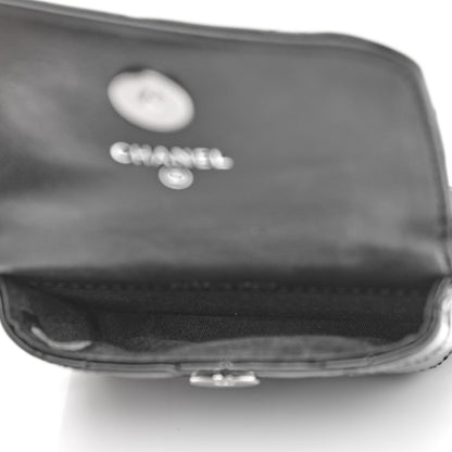 Chanel Patent Quilted Belt In Love Double Mini Flap Waist Bag Black Pink 6 of 13
