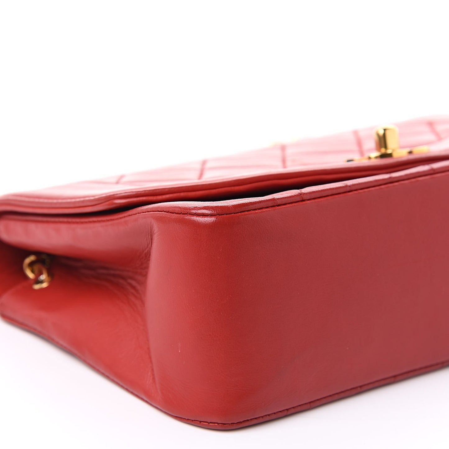 Lambskin Quilted Small Single Flap Red