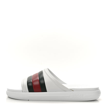 Gucci Rubber Web Mens Slide Sandals 12 White Green Red 1 of 10