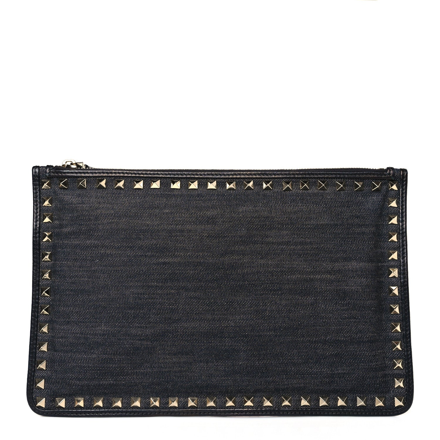 Valentino Garavani Denim Large Rockstud Zip Pouch Navy 1 of 6