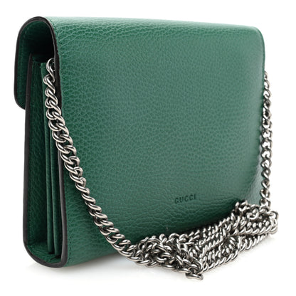 Gucci Calfskin Mini Dionysus Chain Wallet Emerald 2 of 8