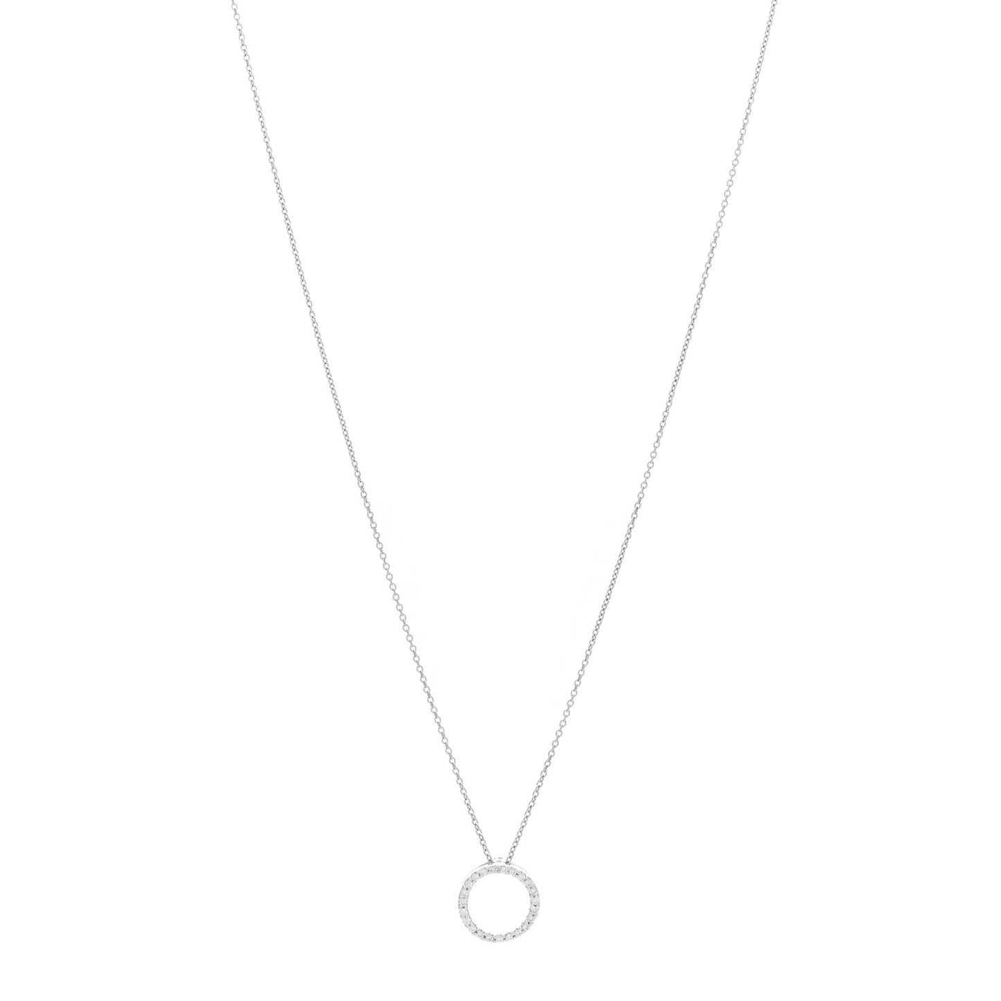 18K White Gold Diamond Small Tiny Treasures Circle Pendant Necklace
