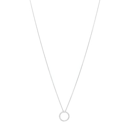 Roberto Coin 18K White Gold Diamond Small Tiny Treasures Circle Pendant Necklace 1 of 5