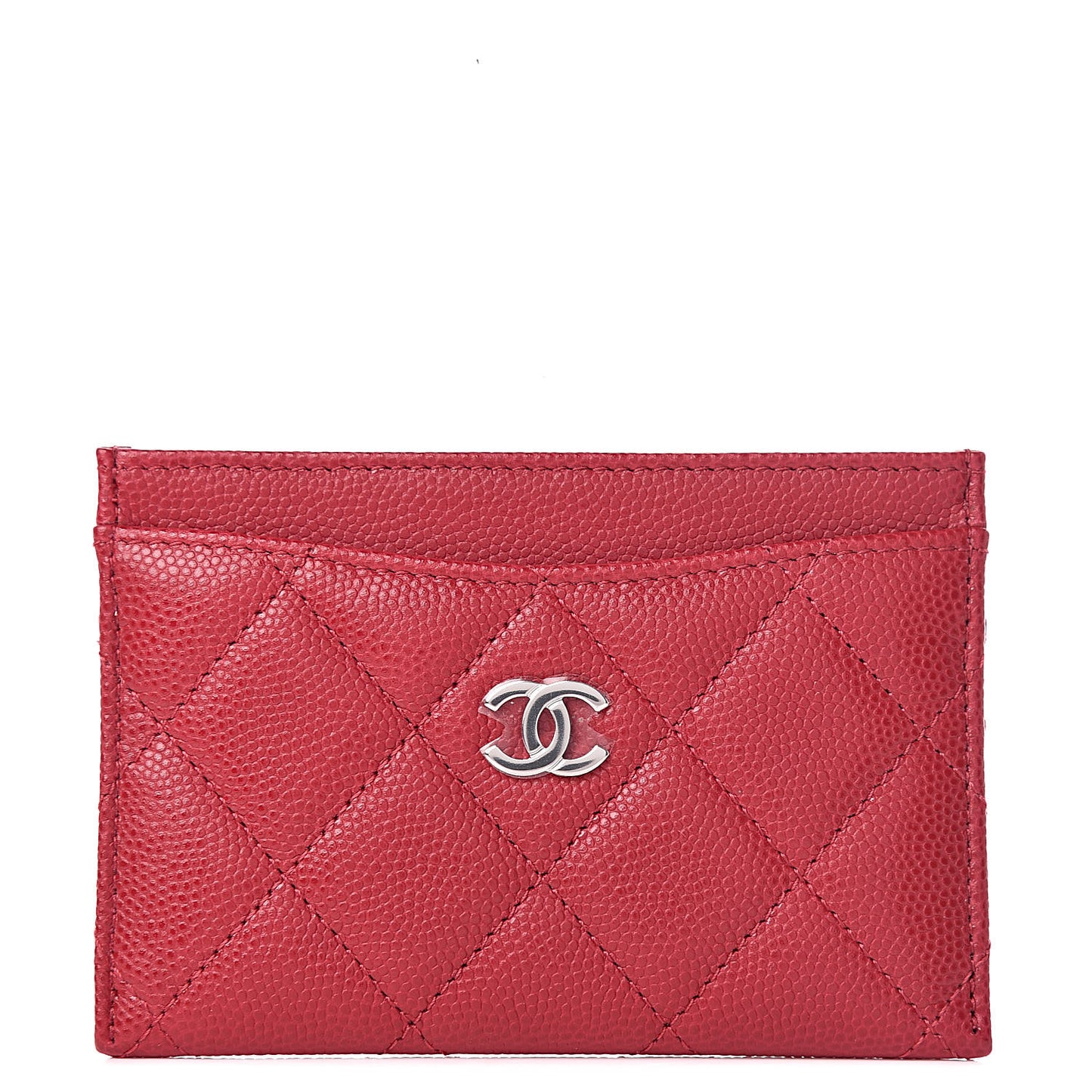 Caviar Quilted Card Holder Dark Pink