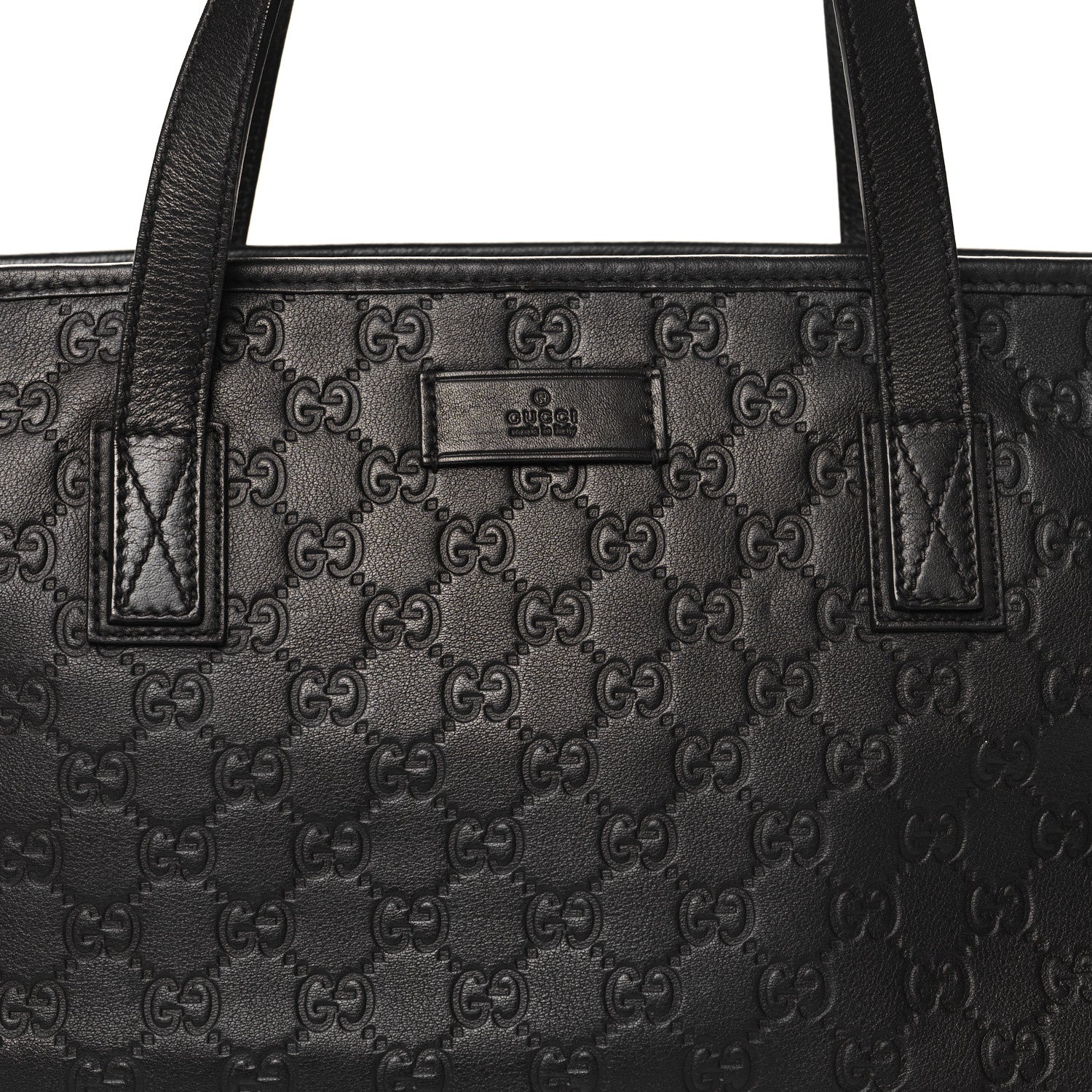 Gucci Guccissima Medium Zippered Shopping Tote Black 8 of 10