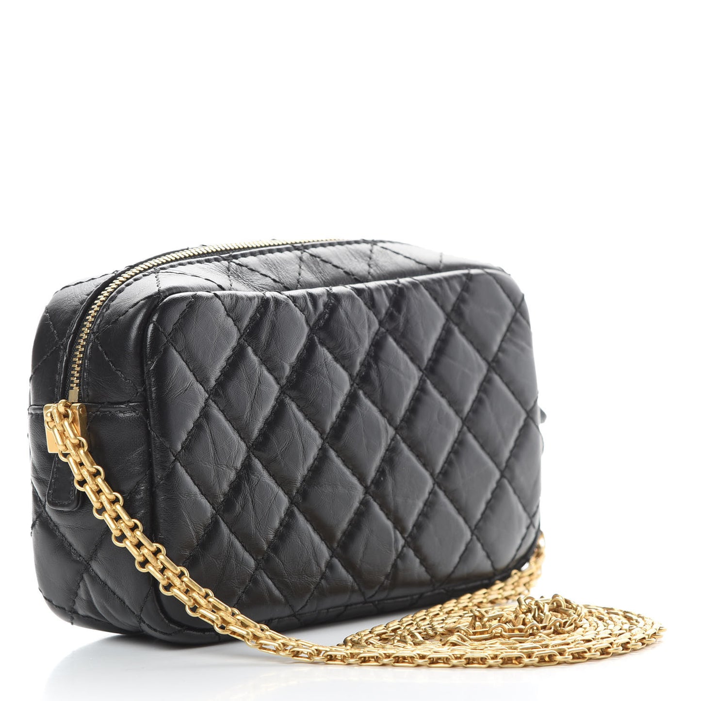 Aged Calfskin Quilted Mini Reissue Camera Case Black