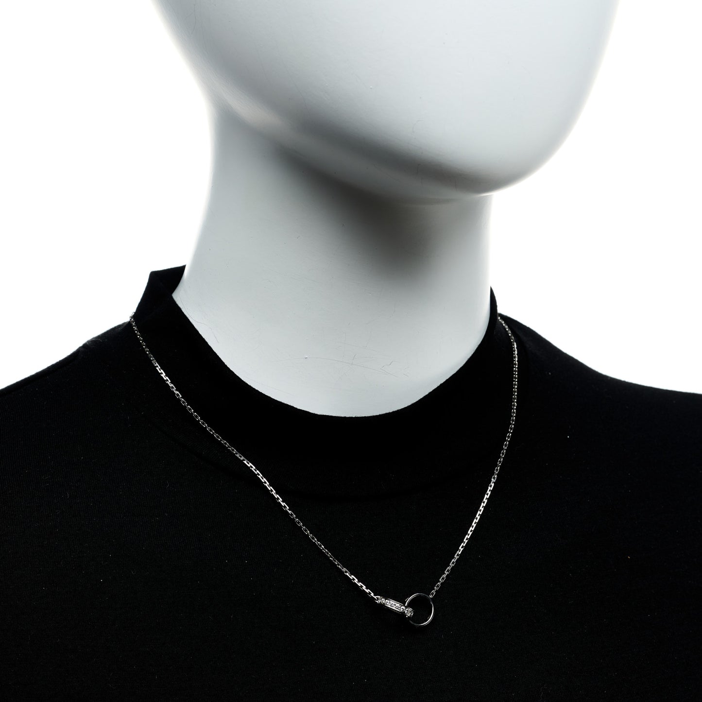 18K White Gold Diamond Interlocking LOVE Necklace