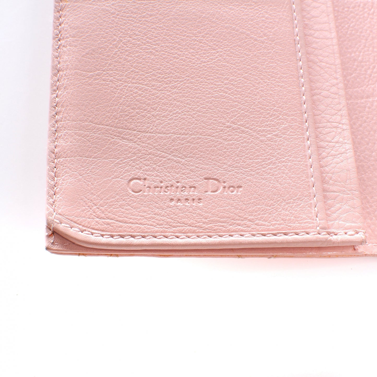Leather Stitched Lady Cannage Wallet Pink