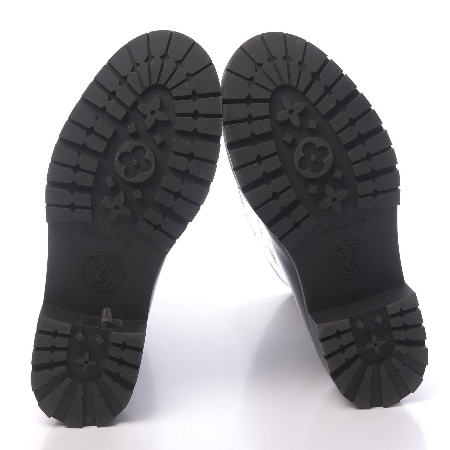 Rubber Embossed Monogram Drops Flat Half Boots 39 Black