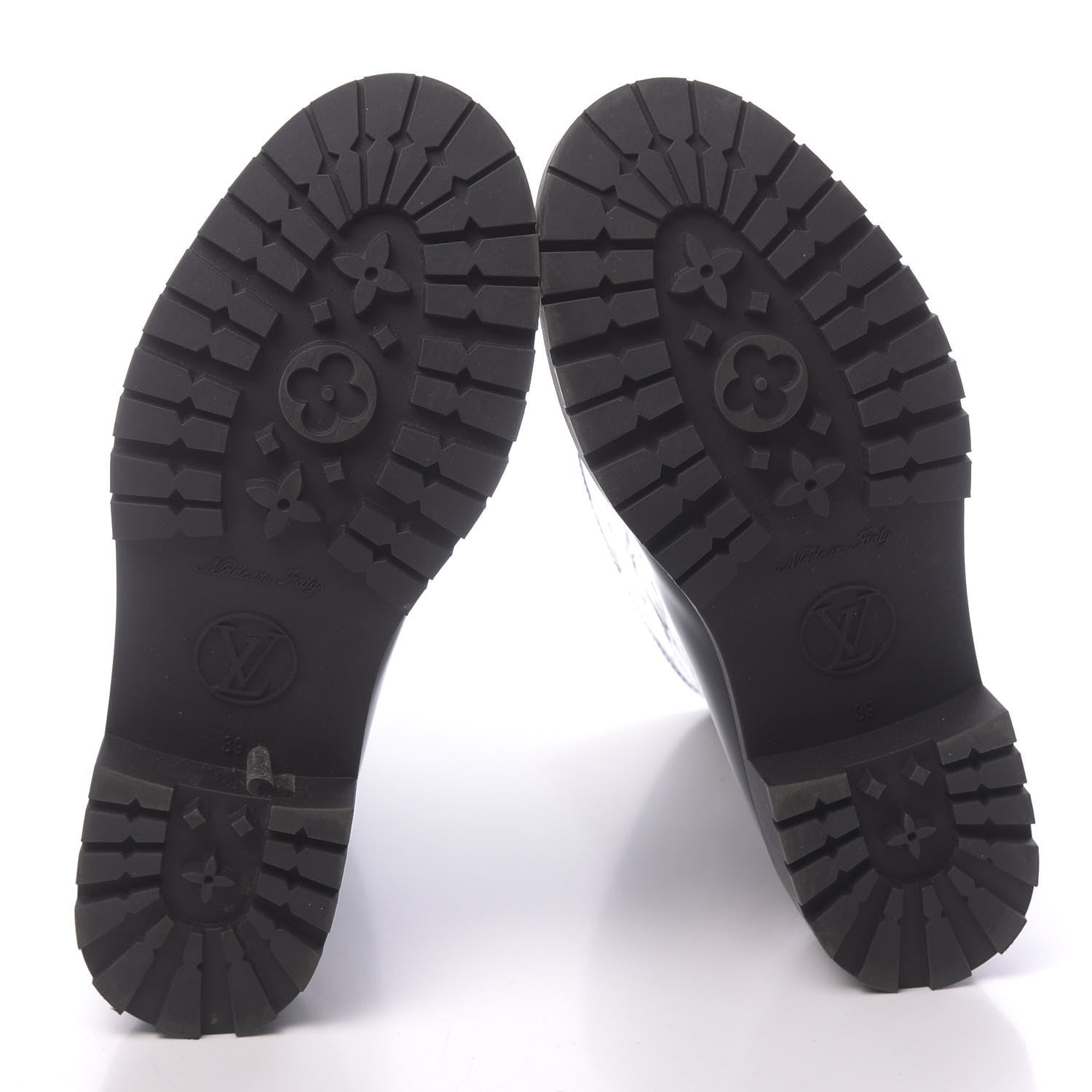 Louis Vuitton Rubber Embossed Monogram Drops Flat Half Boots 39 Black 5 of 7