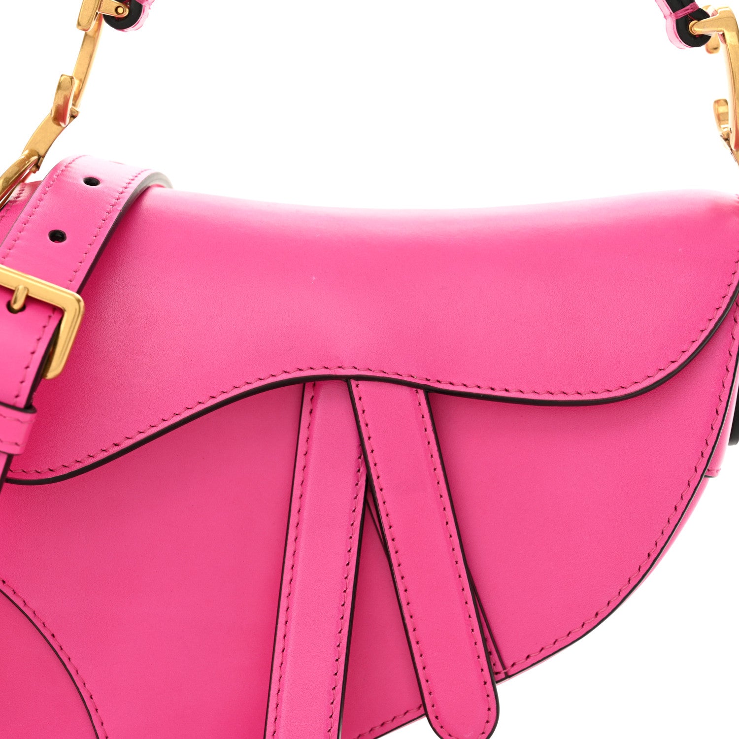 Christian Dior Supple Calfskin Mini Saddle Bag With Strap Passion Pink 8 of 10