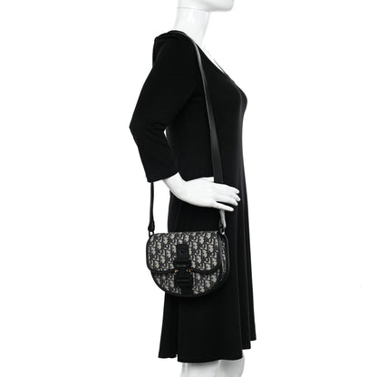 Christian Dior Oblique Grained Calfskin Mini Gallop Bag With Strap Black Beige 2 of 11