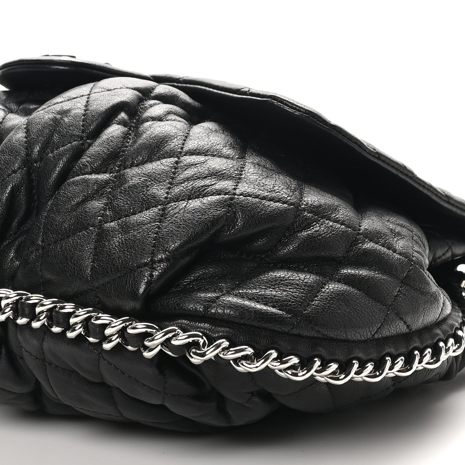 Chanel Washed Lambskin Quilted Large Chain Around Messenger Black 10 of 10