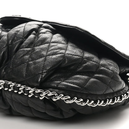 Chanel Washed Lambskin Quilted Large Chain Around Messenger Black 10 of 10