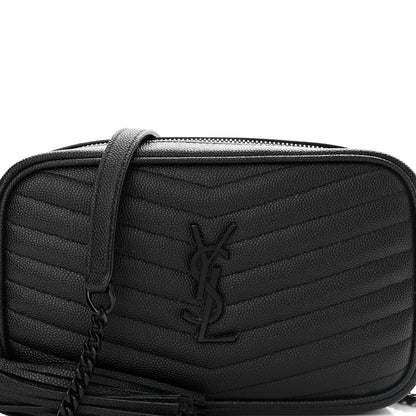 Saint Laurent Grain De Poudre Matelasse Monochrome Monogram Mini Lou Camera Bag Black 8 of 12