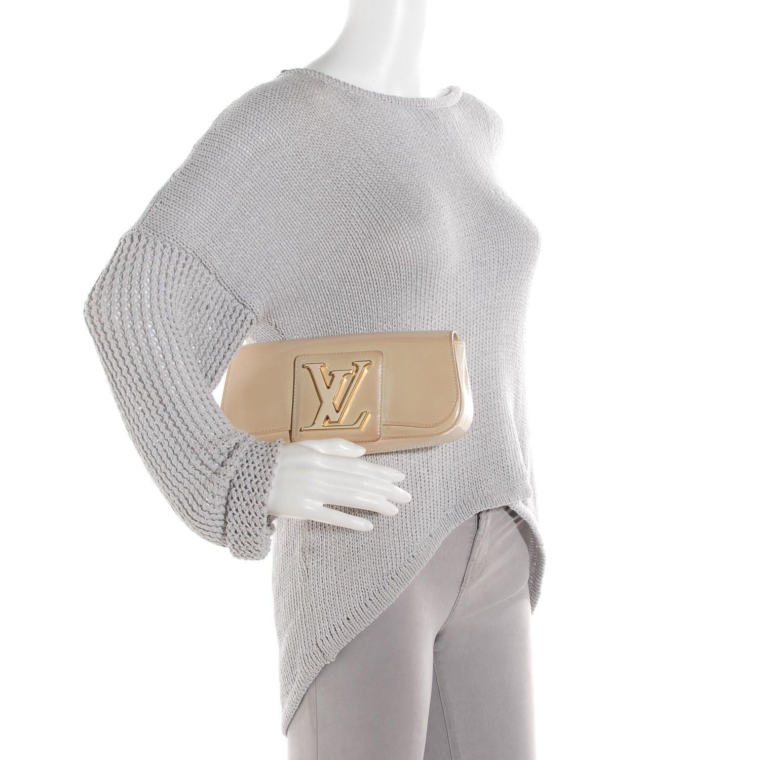 Louis Vuitton Patent Sobe Clutch Blanc Corail 2 of 8