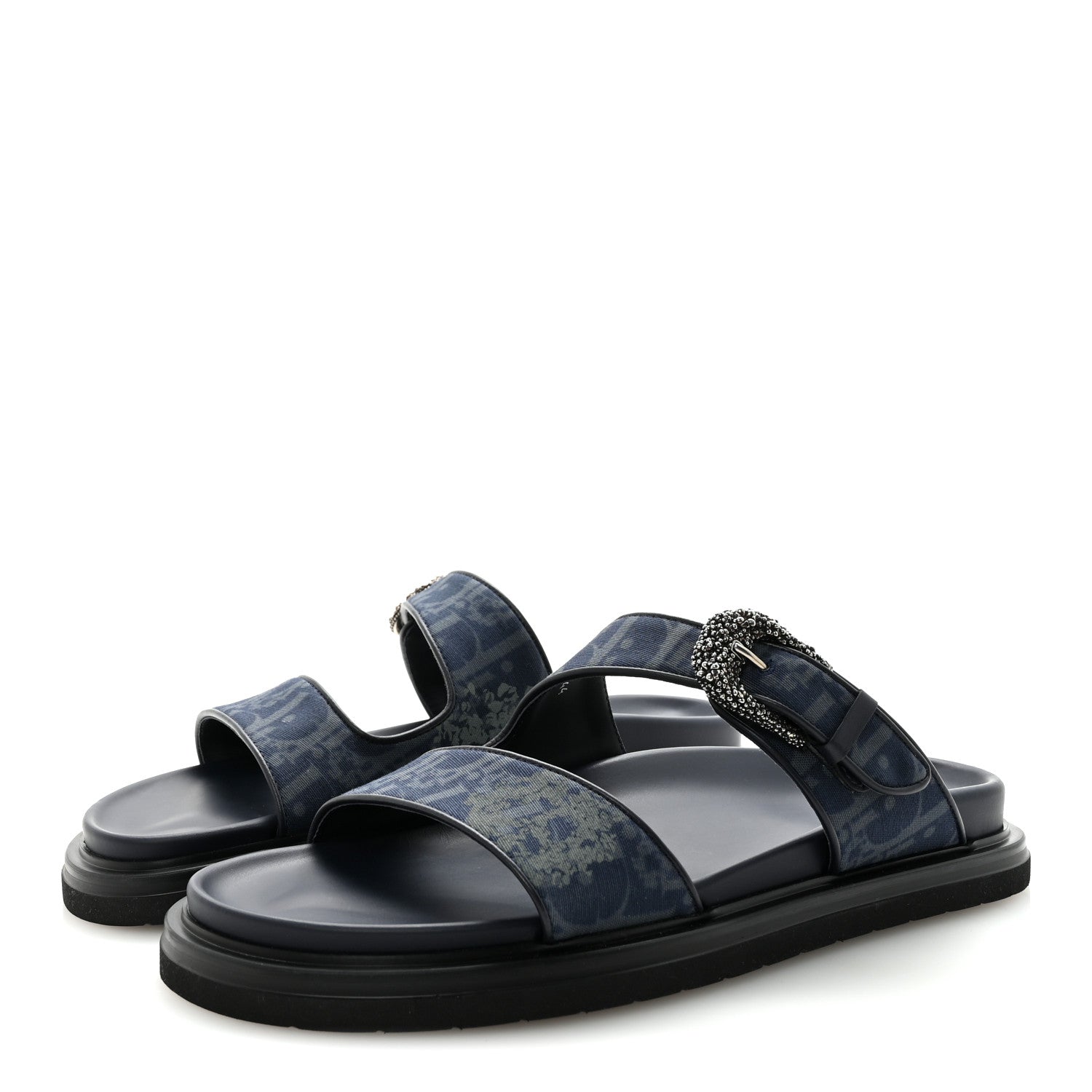 Christian Dior X DENIM TEARS Denim Calfskin Oblique Mens Sandals 44 Blue 4 of 9