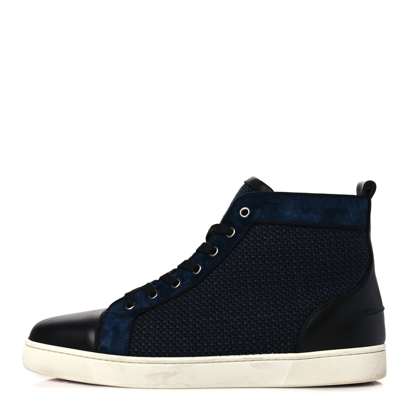 Calfskin Suede Mens Lou Flat Sneakers 45 Navy
