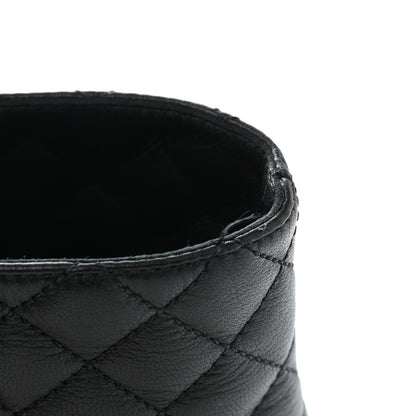 Chanel Shiny Lambskin Quilted Lace Up Combat Boots 40.5 Black 10 of 14