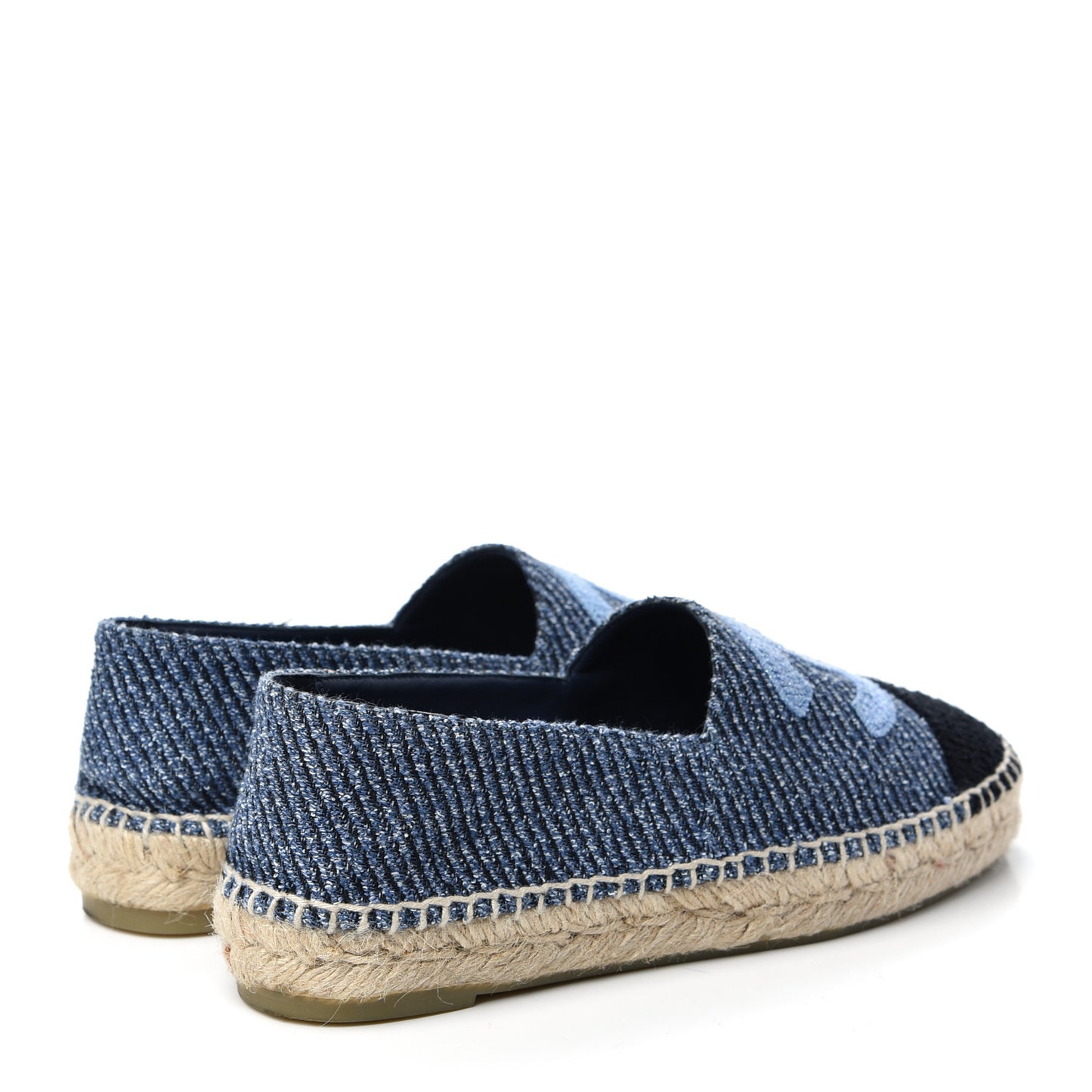 Cotton Tweed CC Espadrilles 36 Blue Ecru Black