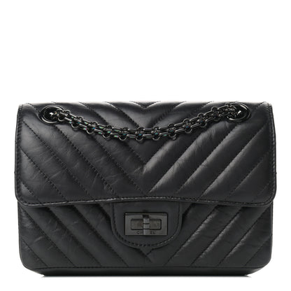Chanel Aged Calfskin Chevron Quilted 2.55 Reissue Mini Flap So Black 1 of 12