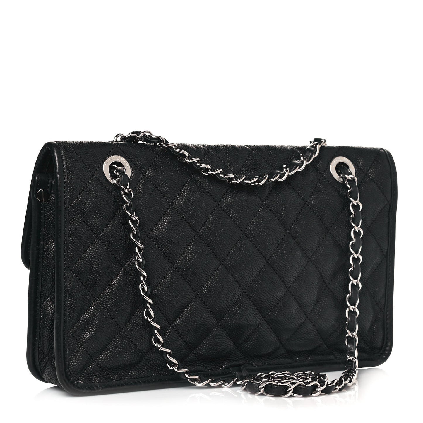 Caviar Quilted Medium French Riviera Flap Black