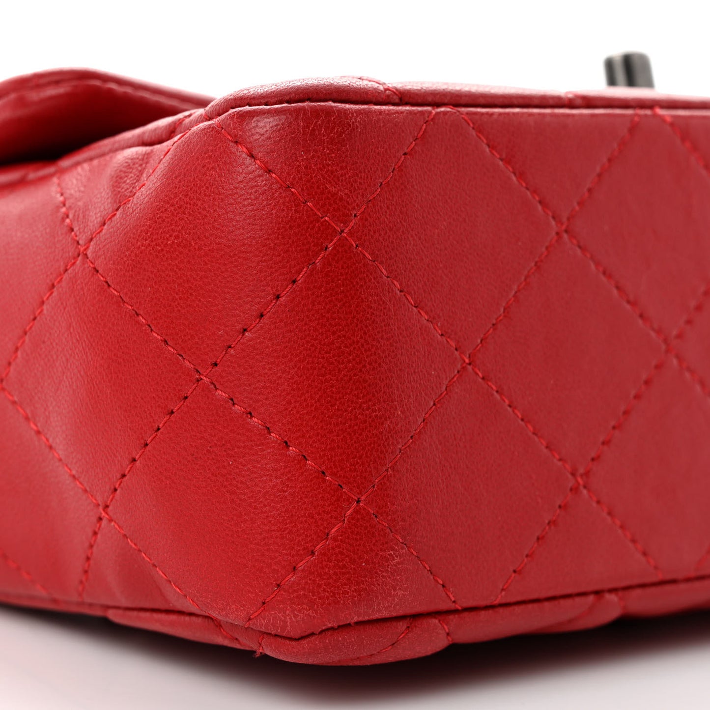Lambskin Quilted Mini Rectangular Flap Red