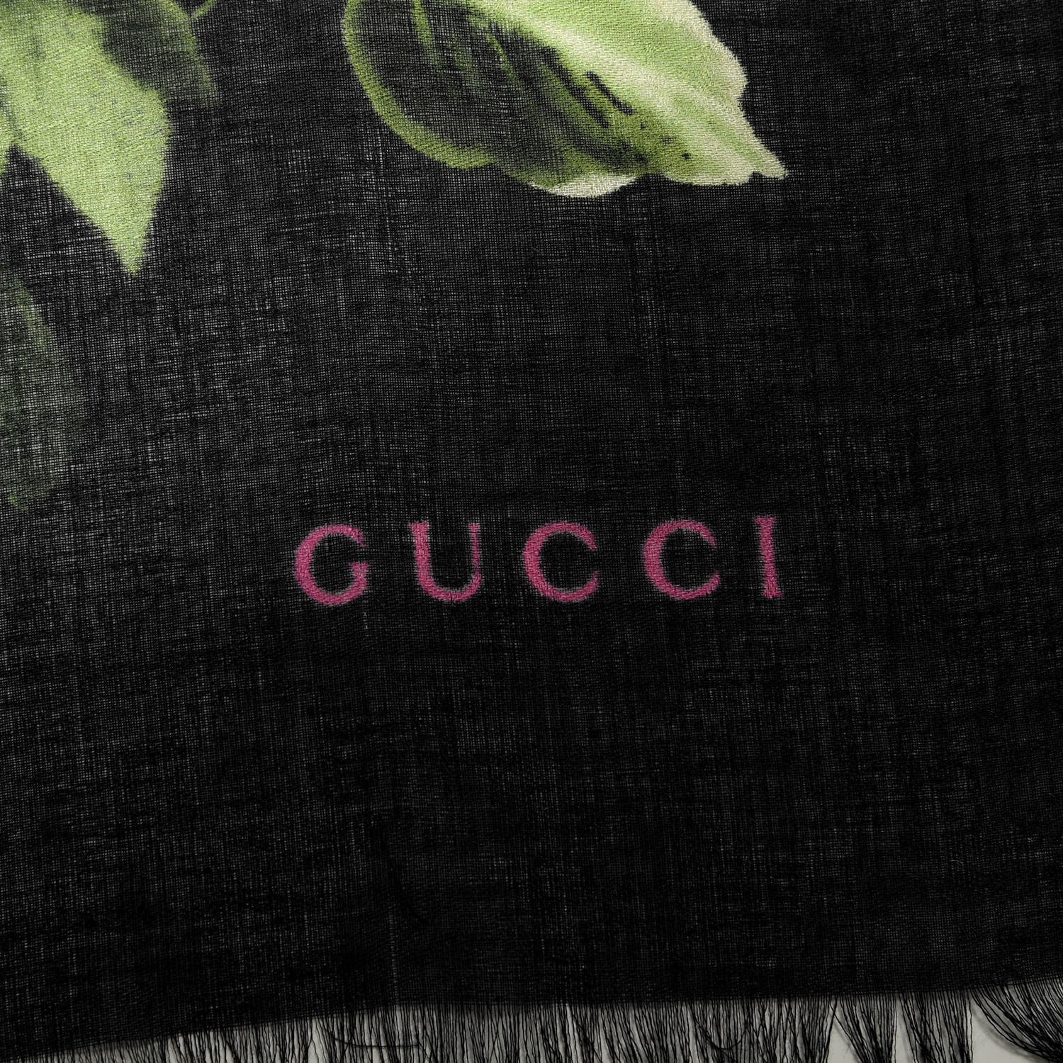 Gucci Modal Silk Rising Flowers Square Scarf Ivory Black 3 of 4