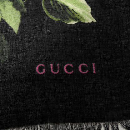 Gucci Modal Silk Rising Flowers Square Scarf Ivory Black 3 of 4