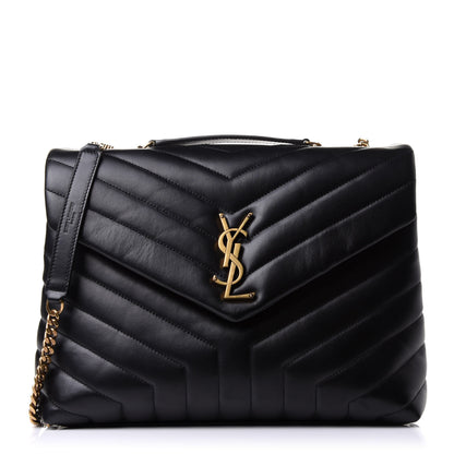 Saint Laurent Calfskin Y Quilted Monogram Medium Loulou Chain Satchel Black 1 of 11