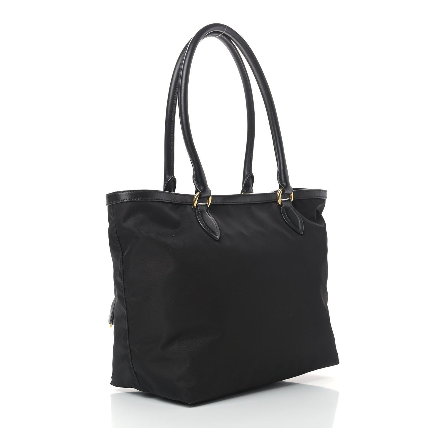 Tessuto Nylon Calfskin Shopping Tote Black