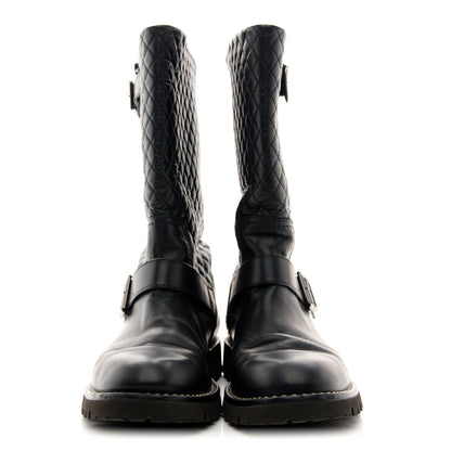 Chanel Calfskin Quilted Biker Boots 38.5 Black 2 of 8