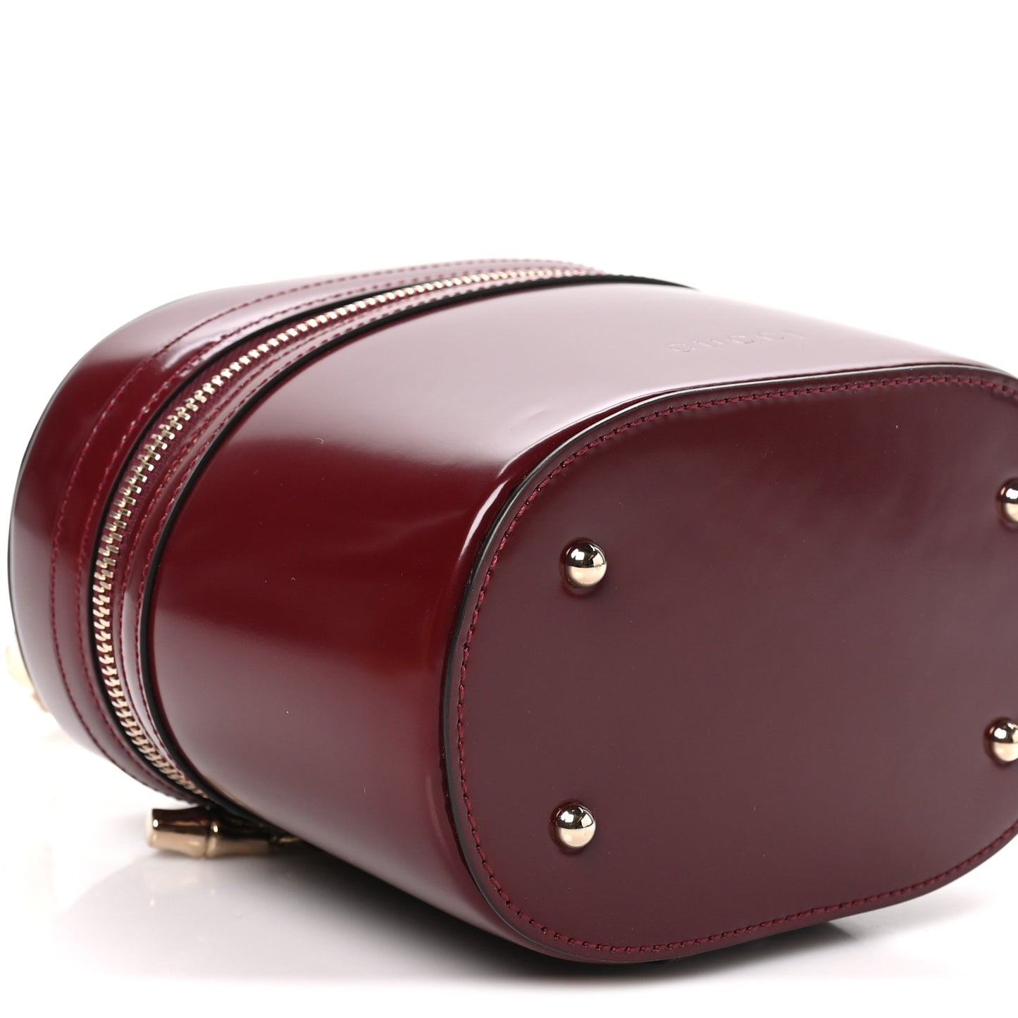 Patent Leather Bamboo Mini Vanity Bag Burgundy