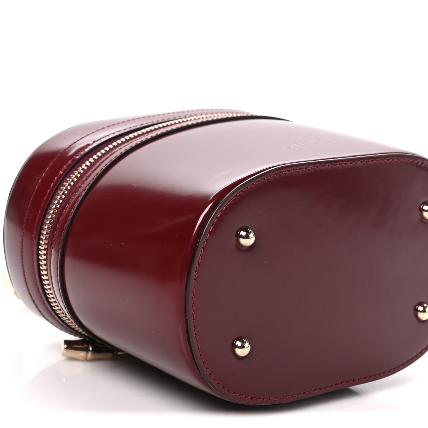 Gucci Patent Leather Bamboo Mini Vanity Bag Burgundy 9 of 10