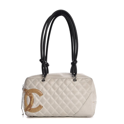 Chanel Calfskin Python Quilted Large Cambon Bowler White 1 of 26