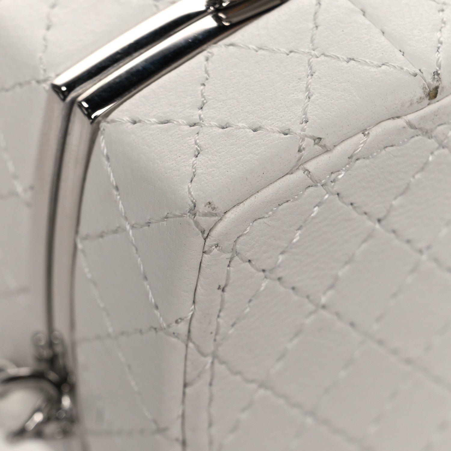 Chanel Patent Goatskin Quilted Clutch With Chain White 7 of 10