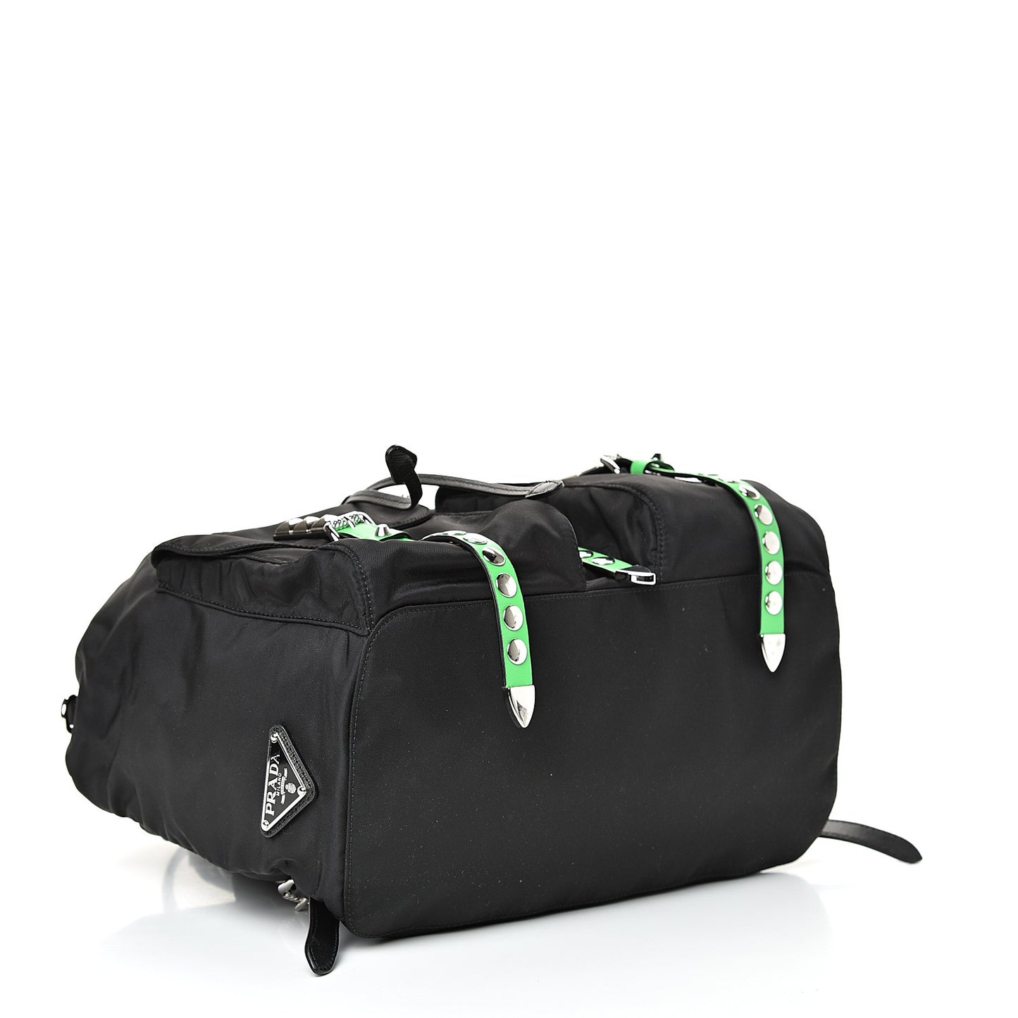 Nylon New Vela Studded Backpack Black Green