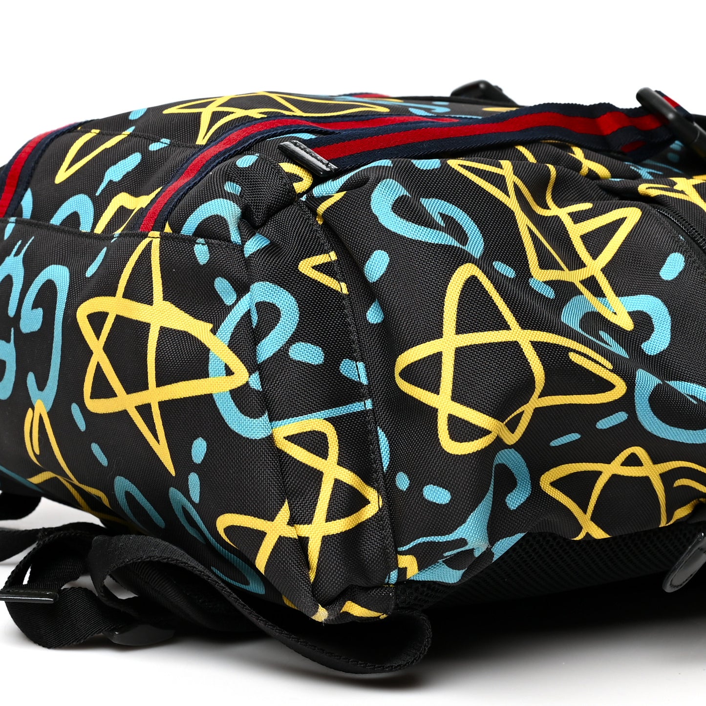 Techno Canvas GucciGhost Double Buckle Backpack Black New Acquamarine
