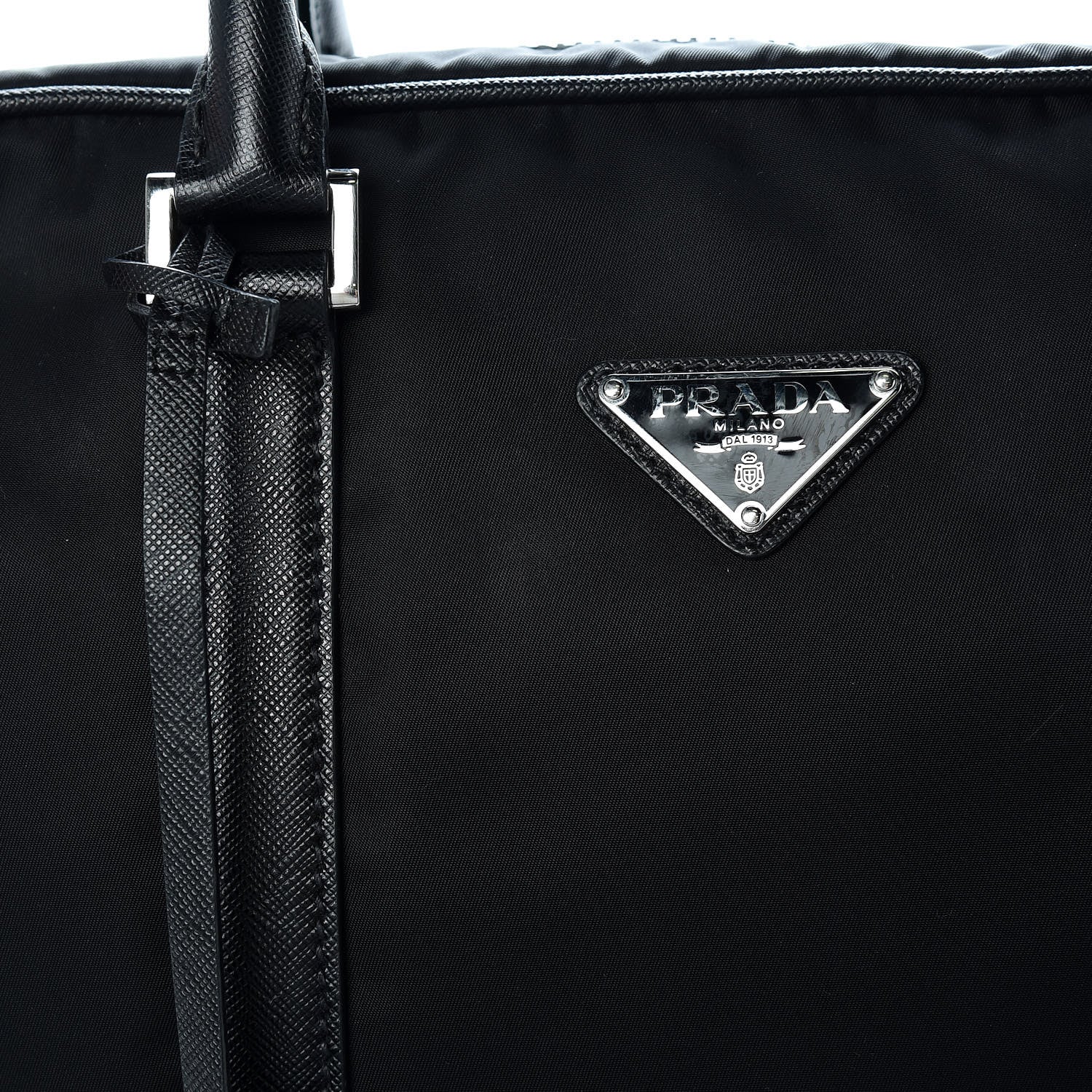 Prada Tessuto Nylon Saffiano Metal Triangle Logo Work Bag Black 12 of 12