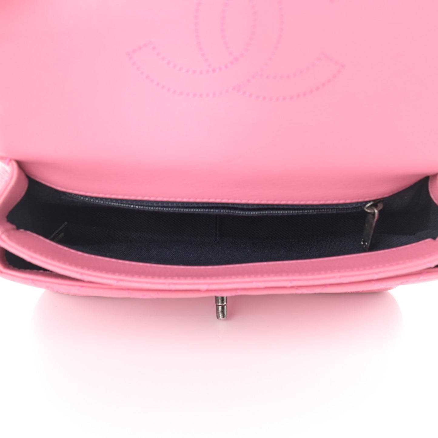 Shiny Goatskin Quilted Small Double Carry Waist Chain Flap Pink