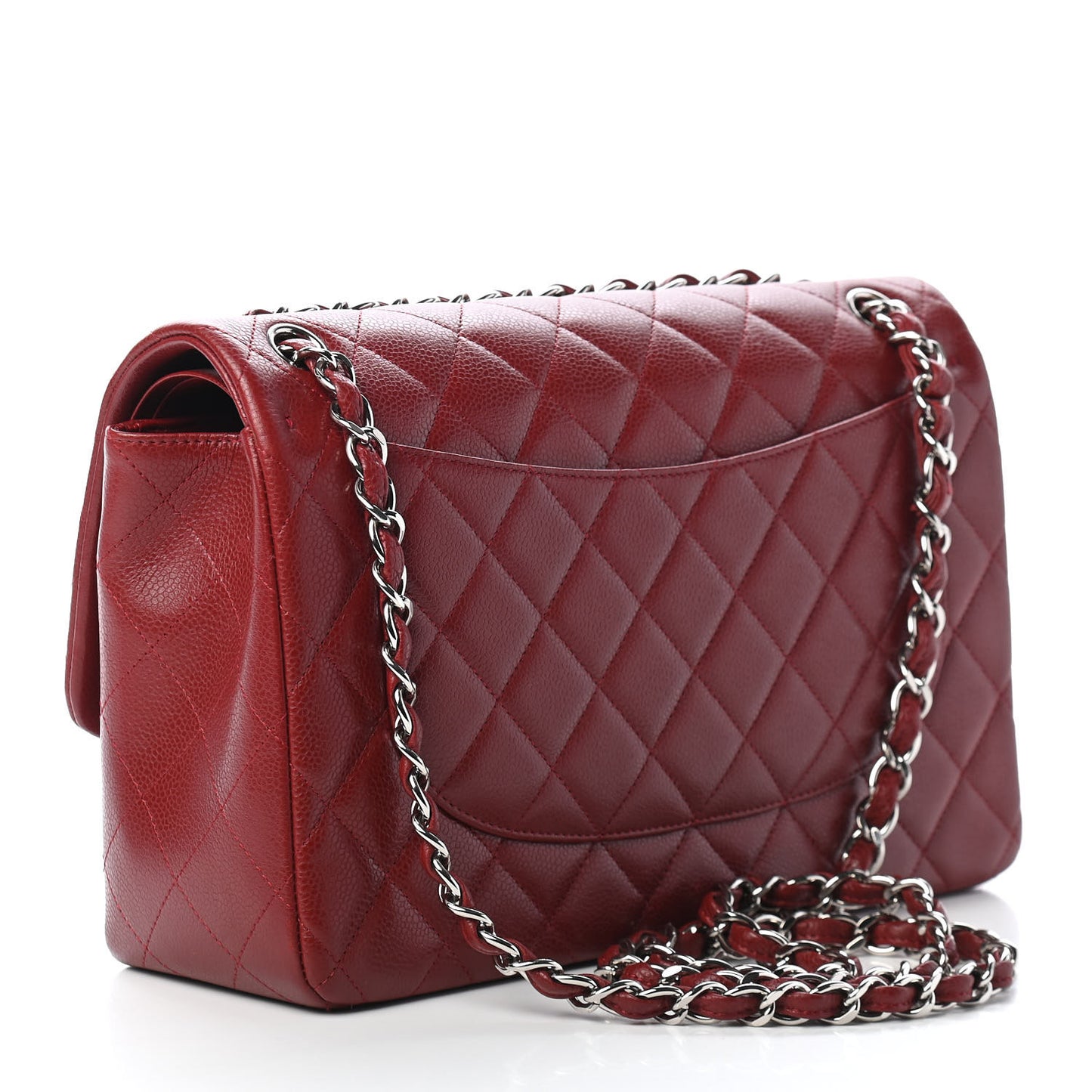 Caviar Quilted Jumbo Double Flap Dark Red