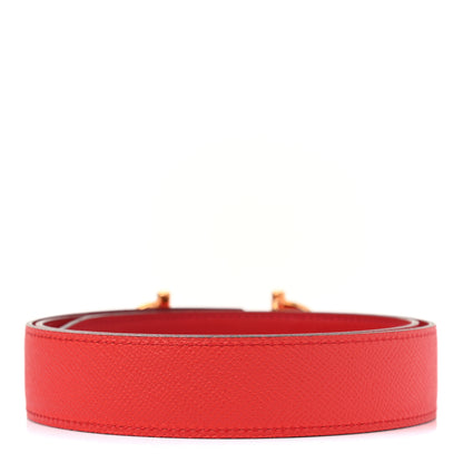 Hermes Swift Epsom 32mm Gamma Belt 85 Capucine Rouge Casaque 2 of 5