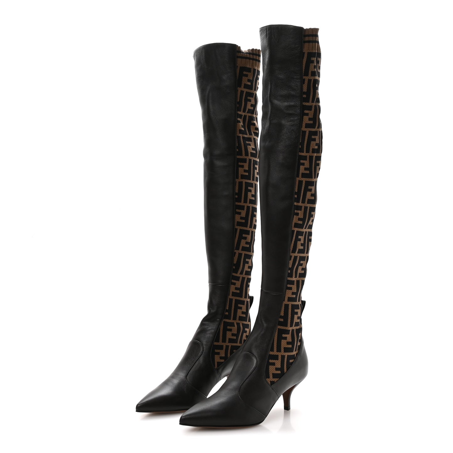 Nappa Microfiber Fabric FF Rockoko Thigh High Boots 37 Ebano Tobacco Black