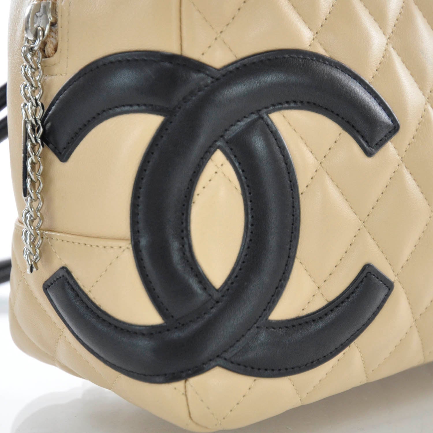 Chanel Calfskin Quilted Large Cambon Bowler Beige Black 7 of 11