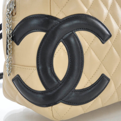 Chanel Calfskin Quilted Large Cambon Bowler Beige Black 7 of 11