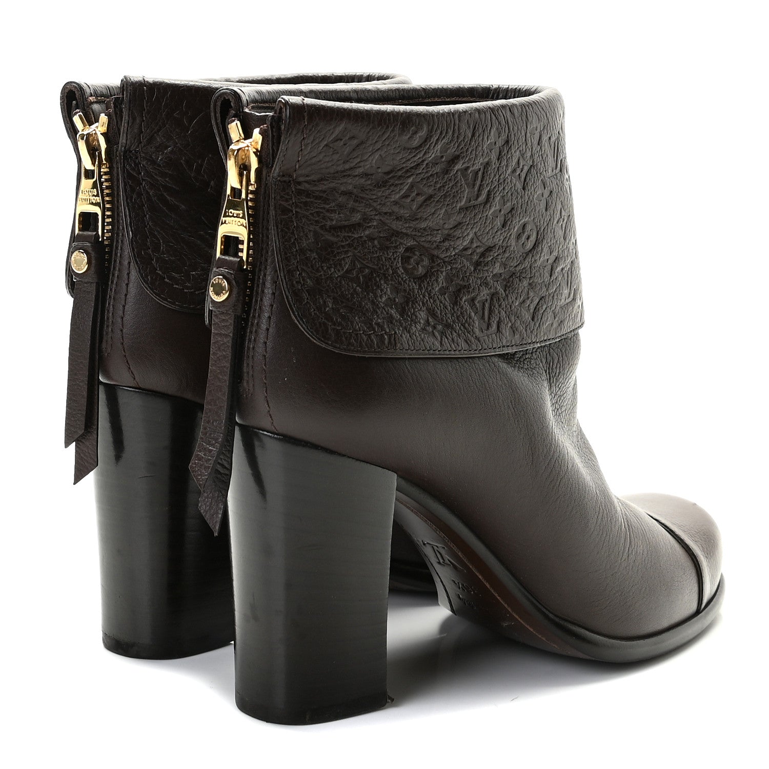 Louis Vuitton Calfskin Monogram Midtown Flat Ankle Boots 36.5 Brown 3 of 11