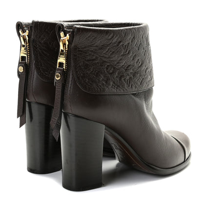 Louis Vuitton Calfskin Monogram Midtown Flat Ankle Boots 36.5 Brown 3 of 11